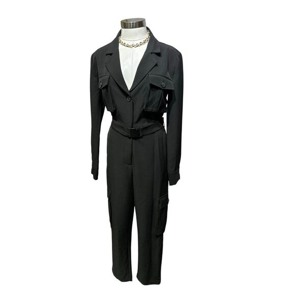 Bardot Black Utility-Inspired Jumpsuit NWOT Size Medium - Picture 3 of 8